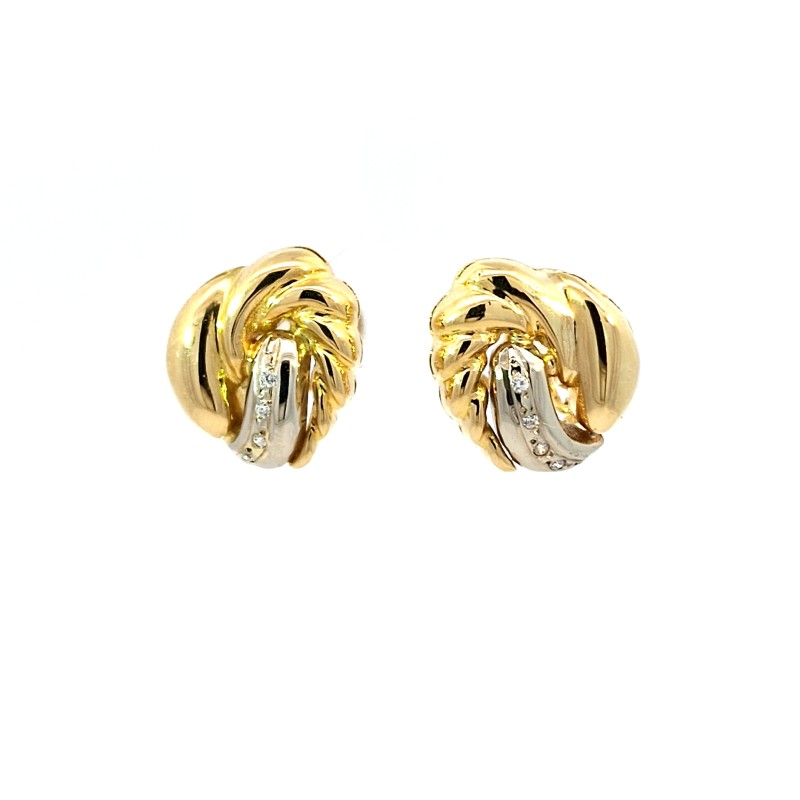 Pendientes oro 18k bicolor con circonita