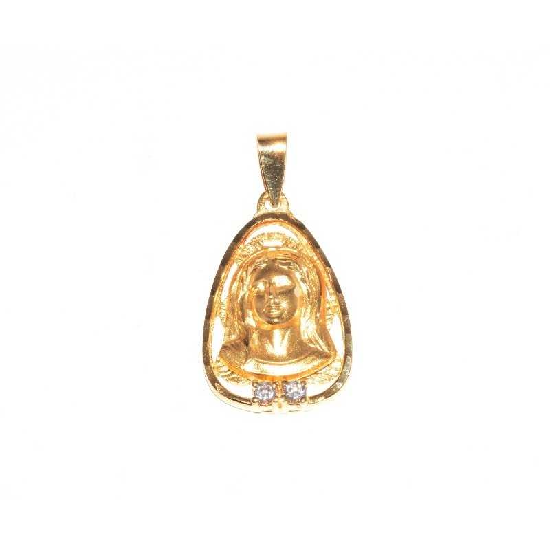 Colgante virgen oro 18k con piedras