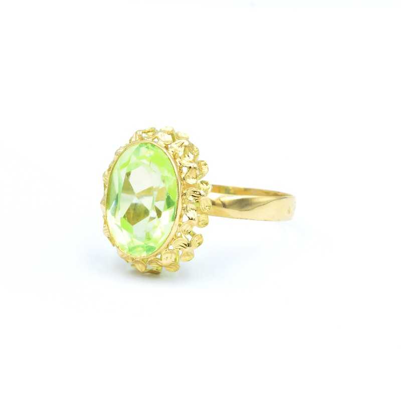 Anillo piedra verde oro 18k T24