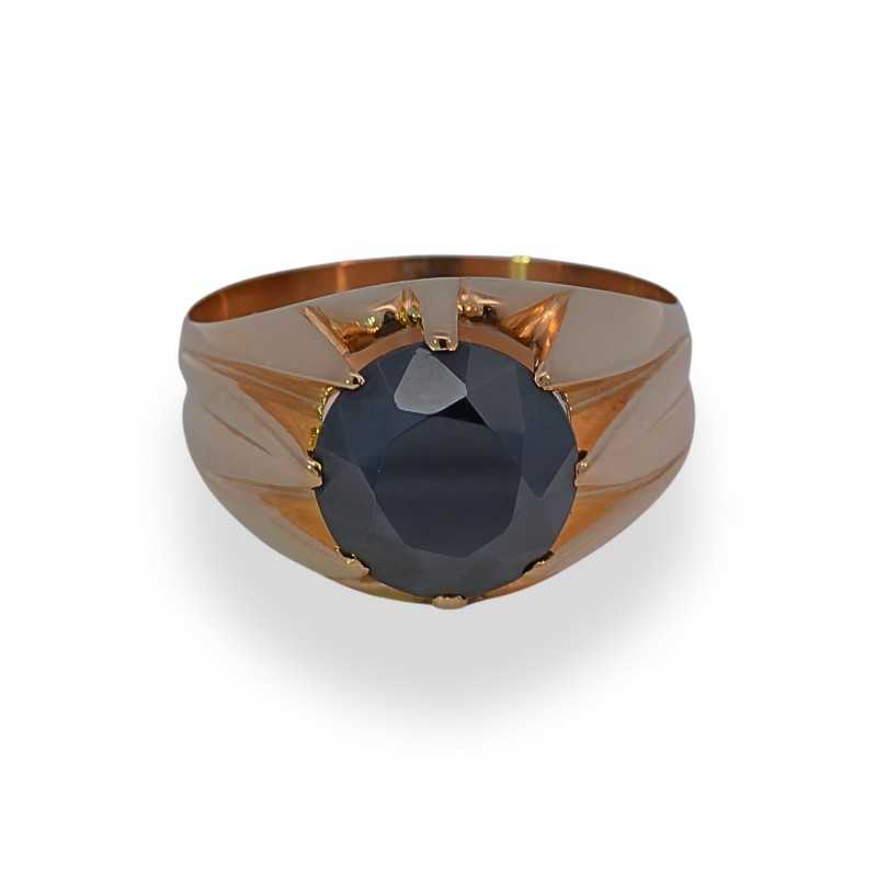 Sello chic en oro 18k con Marcasita redonda gris