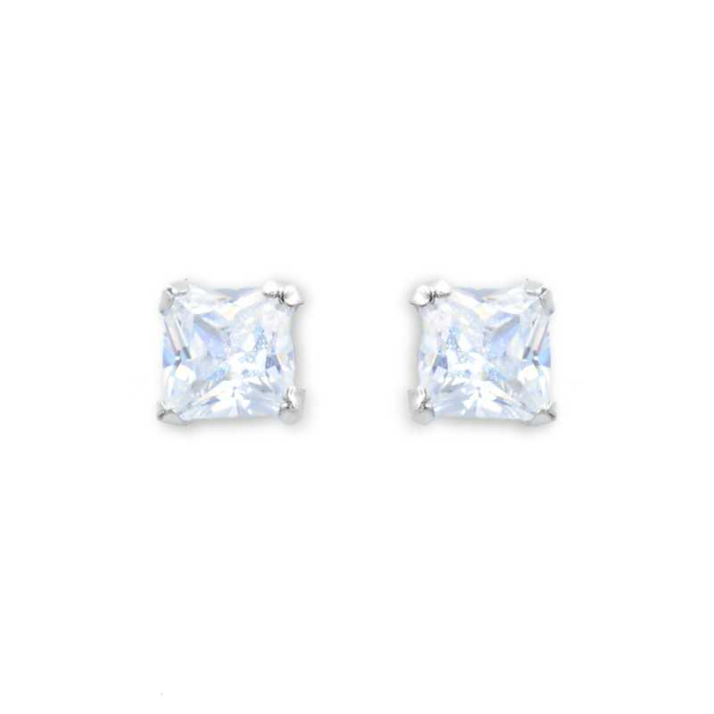 Pendientes con circonitas en oro blanco 18k
