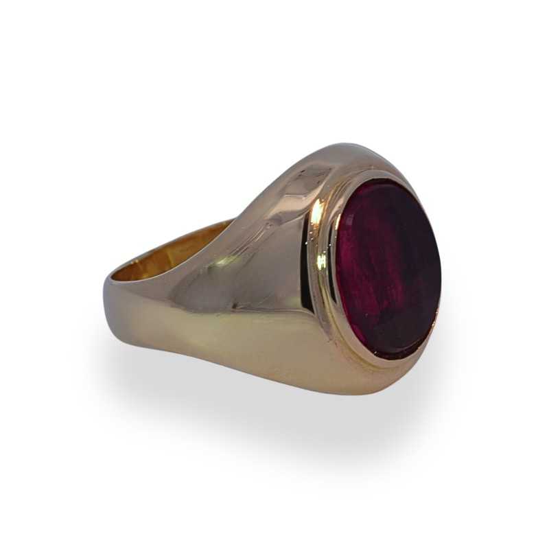 Anillo sello en oro 18k p.roja 