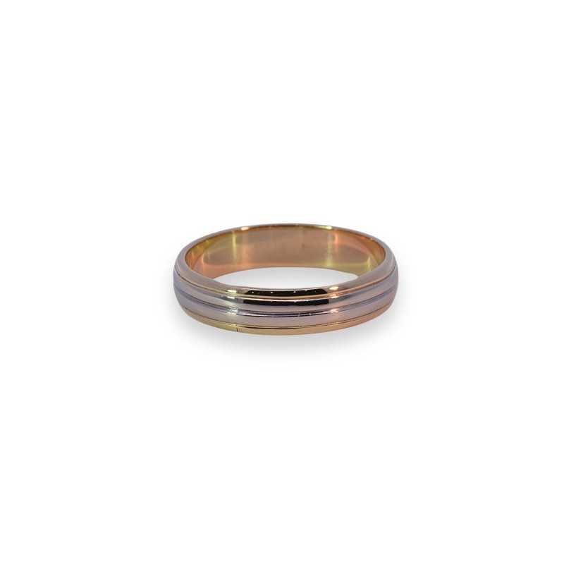 Alianza 2 tiras facetadas en oro bicolor de 14k
