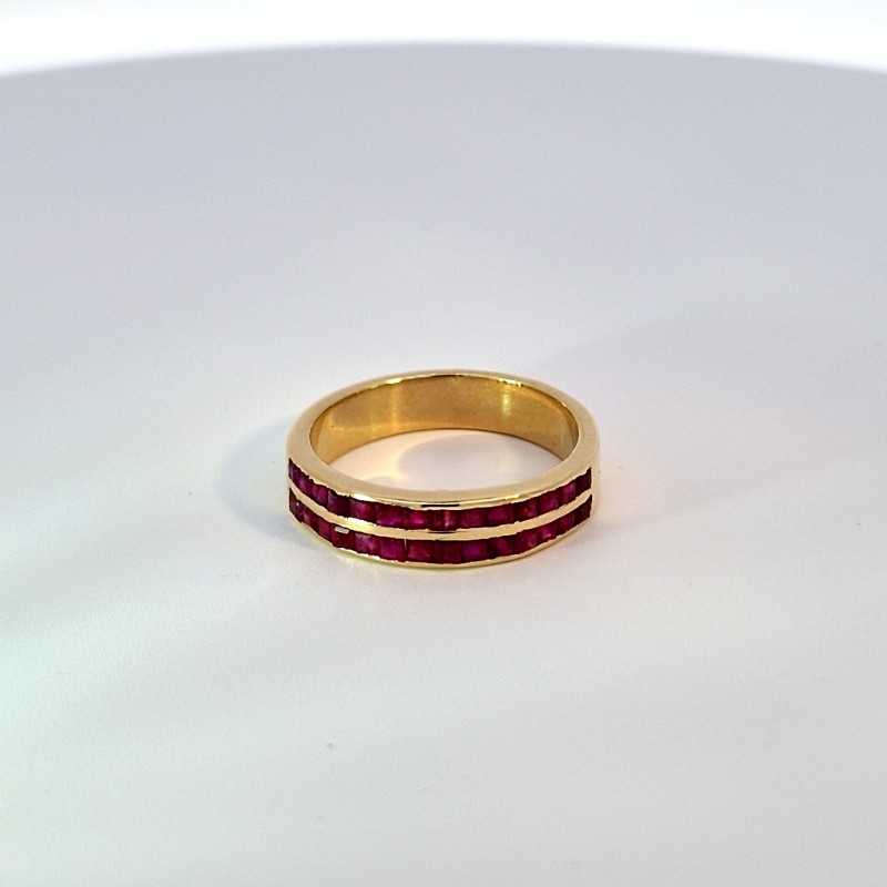 Anillo oro 18k cir. Rojas T15