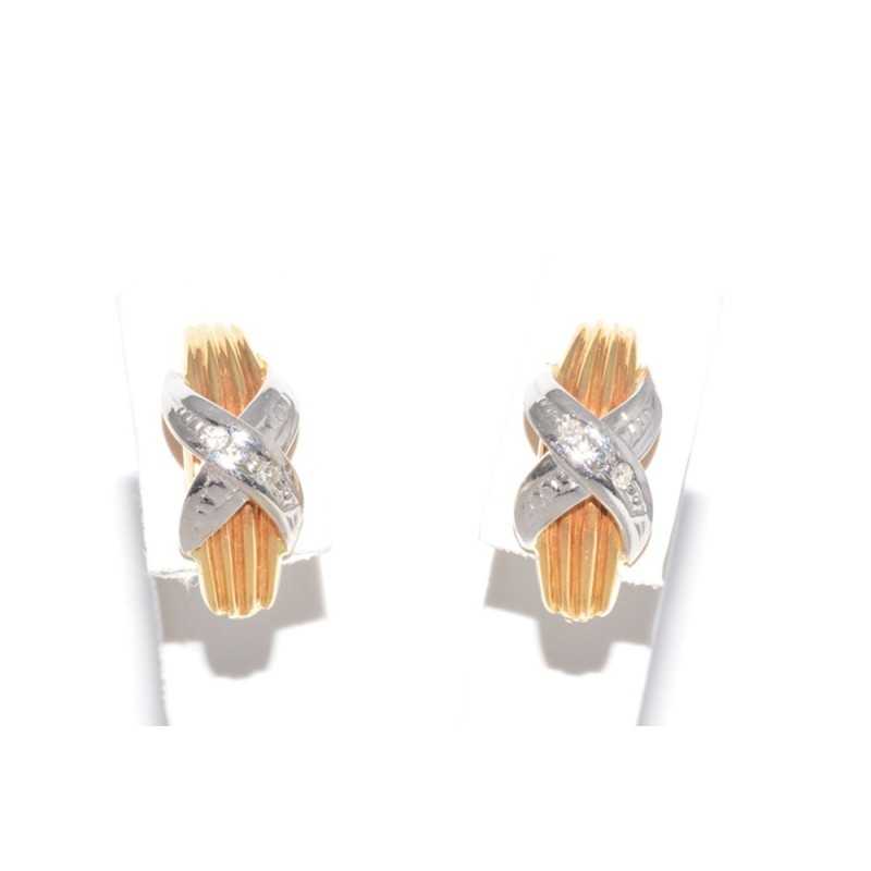 Pendientes con diamantes de oro bicolor de 18k