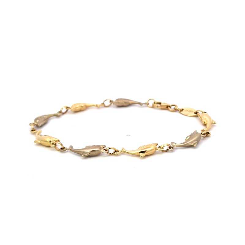 Pulsera de delfines en oro de 18k