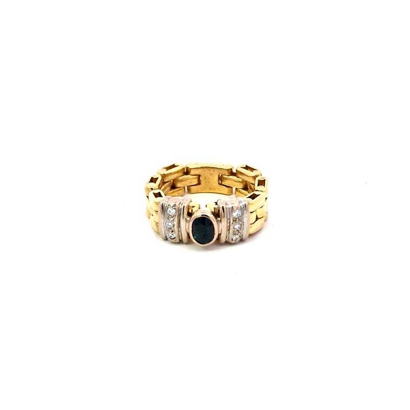 Anillo bicolor con Diamante en oro de 18k
