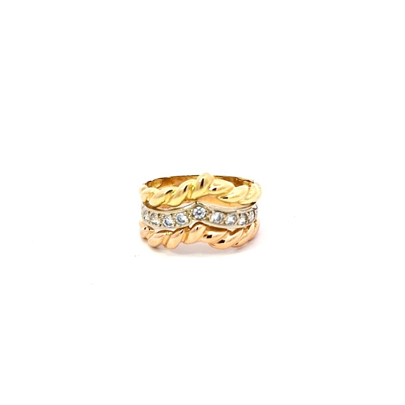 Anillo bicolor piedra en oro de 18k