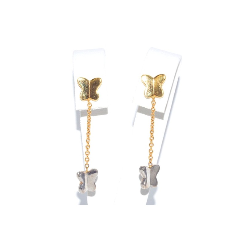 Pendientes mariposas en oro bicolor 18k