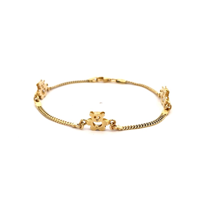 Pulsera ositos en oro de 18k