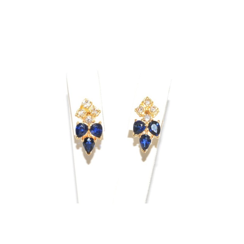 Pendientes oro 18k con brillantes y zafiros