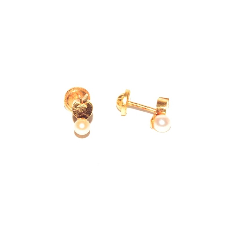 Pendientes en forma de manzana con perlas 18k