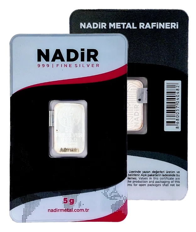 Lingote de plata de cinco gramos provenientes de Nadir