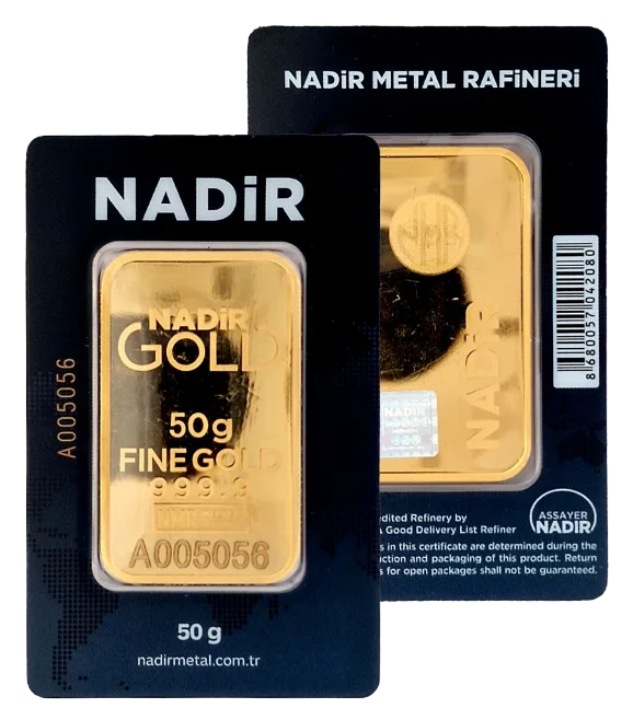 Lingote de oro de cincuenta gramos provenientes de Nadir