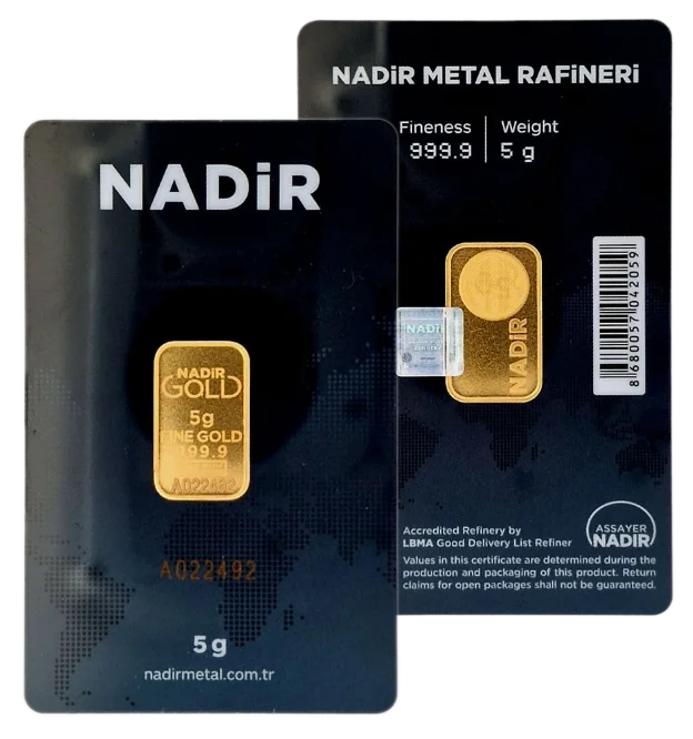 Liingote de oro de cinco gramos provenientes de Nadir
